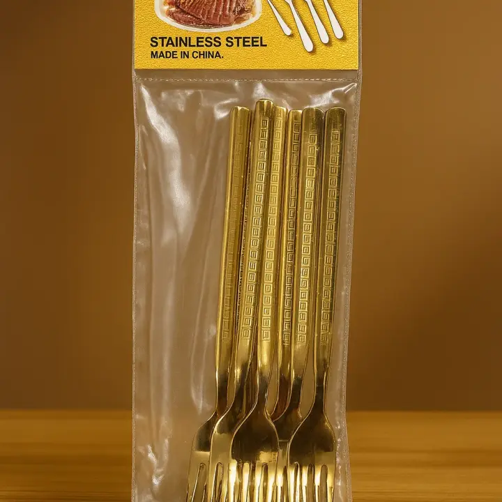 24-Piece Luxury Gold Cutlery Set – Stainless Steel Flatware with Greek Key Design | Table Spoon, Dessert Spoon, Fork & Long Ice Cream Spoon