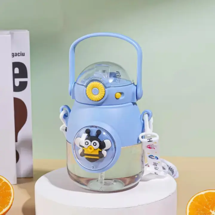 3D Cartoon Character Water Bottles for Kids | 600ml Leak-Proof BPA-Free Sipper with Strap & Fun Charms