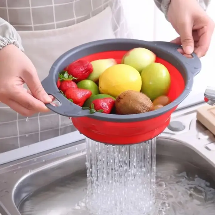 Collapsible Silicone Colander & Strainer – Quick Drain, Durable, Unbreakable Kitchen Basket for Fruits, Vegetables & Pasta in Pakistan