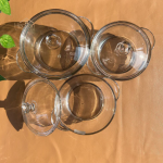 Set of 3 Round Tempered Glass Bakeware Bowl With Cover Transparent Food Storage