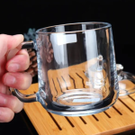 360ml Transparent Coffee Mug With Glass Lid-Premium Glass Ware Cup