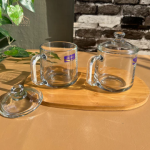Set Of 2 360ml Transparent Coffee Mug With Glass Lid-Premium