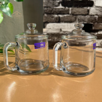 Set Of 2 360ml Transparent Coffee Mug With Glass Lid-Premium