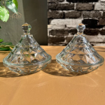 Crystal Candy Dish Set of 2 Elegant Candy Jar For Sweets