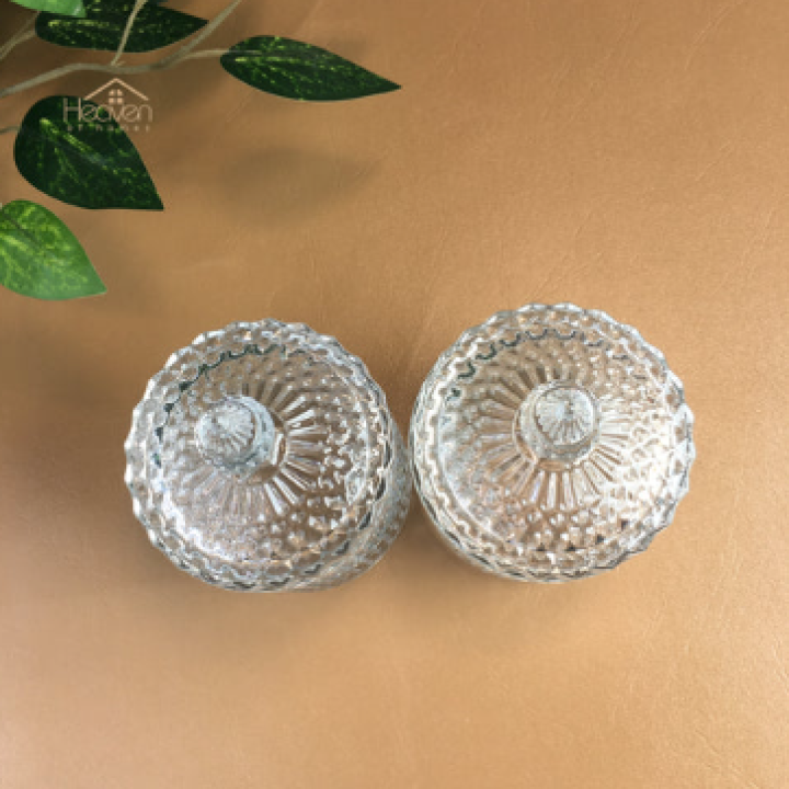 Set Of 2 Crystal Candy Dish Elegant Candy Jars