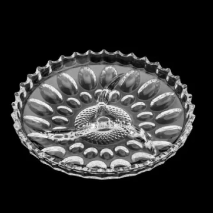 Glass Dry Fruit Dish Candy Tray With Partitions Clear Glass 9 inches