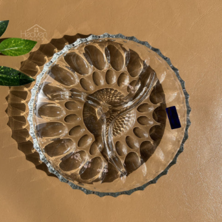 Glass Dry Fruit Dish Candy Tray With Partitions Clear Glass 9 inches