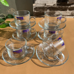 Elegant Transparent Design Set of 6 Cup Saucer