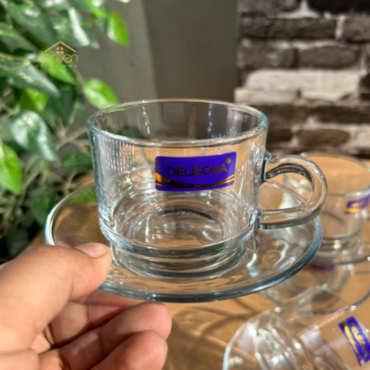 Elegant Transparent Design Set of 6 Cup Saucer
