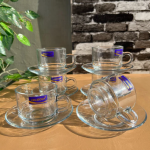 Elegant Transparent Design Set of 6 Cup Saucer