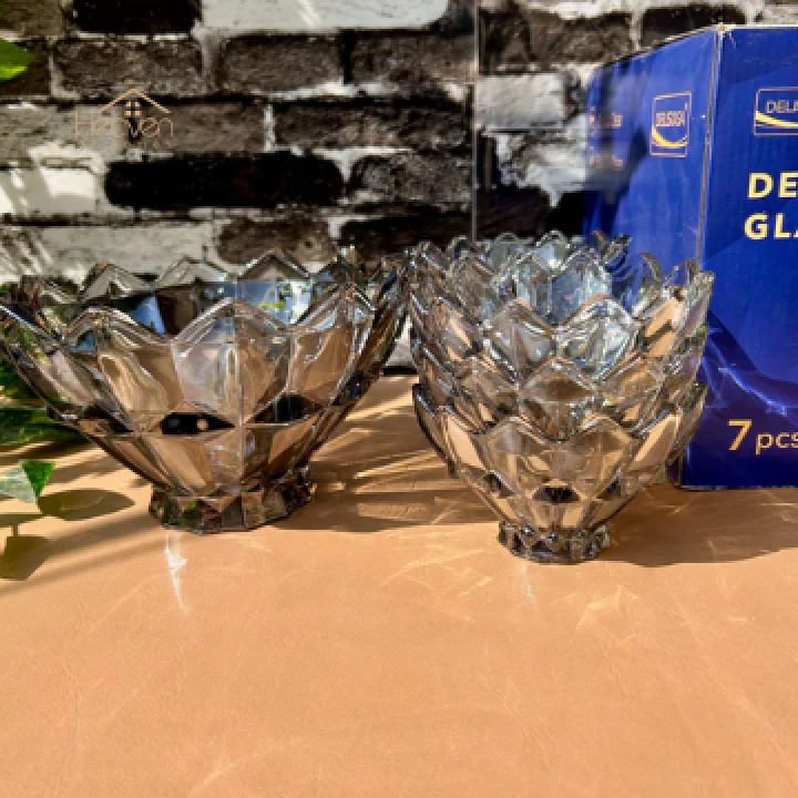 Set Of 7 Color Glass Ice Cream & Fruit Serving