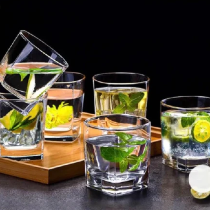 Set Of 6 Modren Transparent Glass Dimond Shape