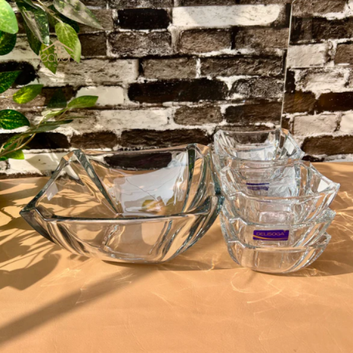 Set Of 7 Clear Premium Glass Fruit Sarving