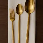 24-Piece Luxury Gold Cutlery Set – Stainless Steel Flatware with Greek Key Design | Table Spoon, Dessert Spoon, Fork & Long Ice Cream Spoon