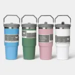 3-Way Lid Stainless Steel Travel Mug – Vacuum Insulated Coffee Tumbler with Handle | Leak-Proof & Reusable Thermos Flask – Ideal for Hot & Cold Drinks – 4 Color Options