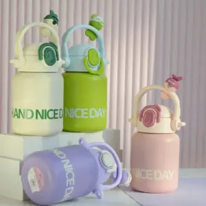 Cute 500ml Kids Water Bottle – BPA-Free Sipper with Straw, Cartoon Handle & Flip Lid | “Nice Day” Printed Design