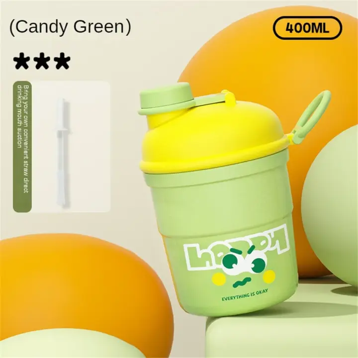 400ml Cute Candy Coffee Tea Mug – BPA-Free with Flip Lid & Straw | Kids Sipper Bottle with Fun Emoji Print